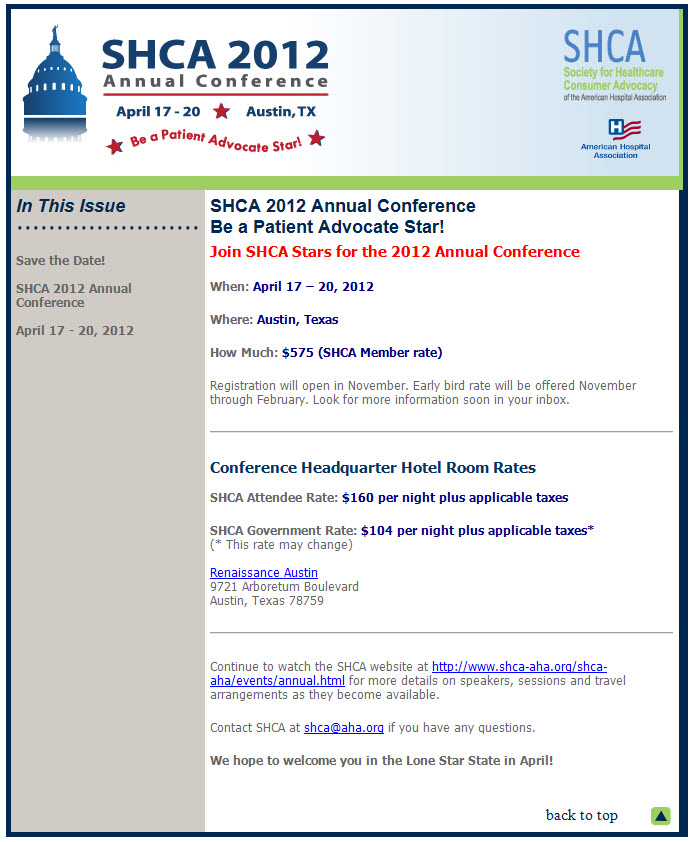 SHCA 2012 Conference